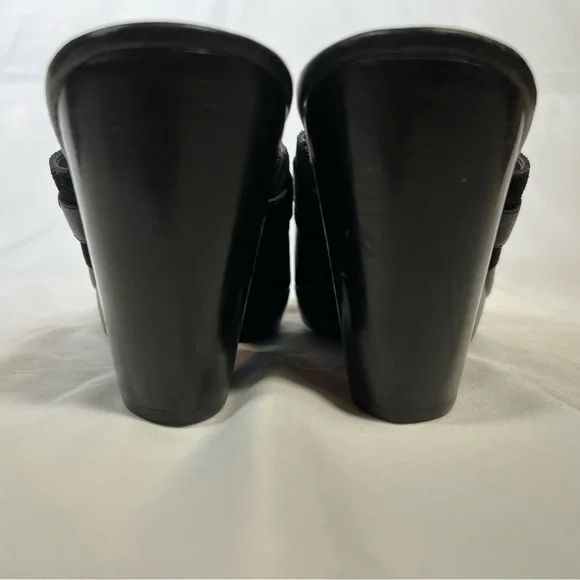 Cole Haan Women's Black Leather Heels Clogs Mules Shoes Silver Buckle Size 10 - Picture 5 of 12